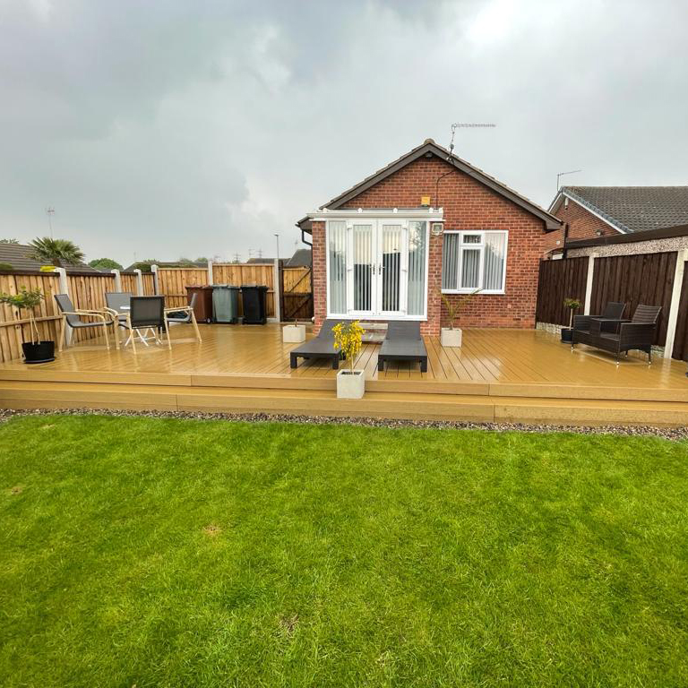 aged oak composite decking deep embossed woodgrain design