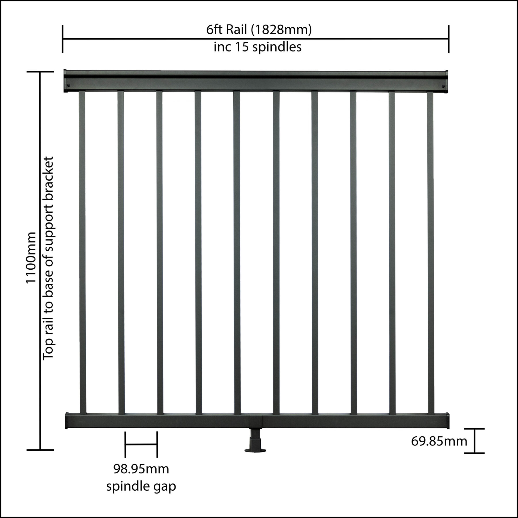 aluminium 6ft handrail system