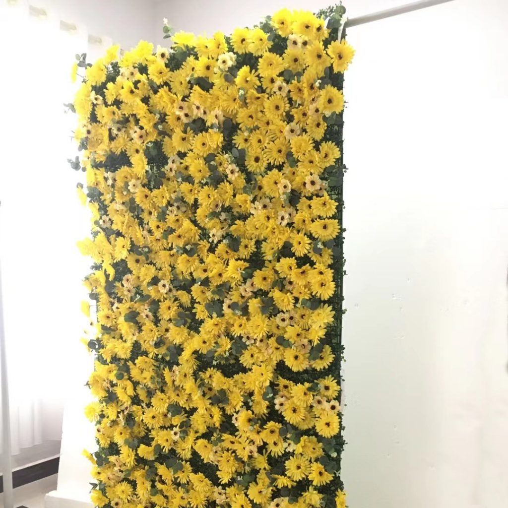 Artificial Flower Wall Sunshine The Outdoor Look   Artificial Flower Wall Yellow Daisy 1024x1024 