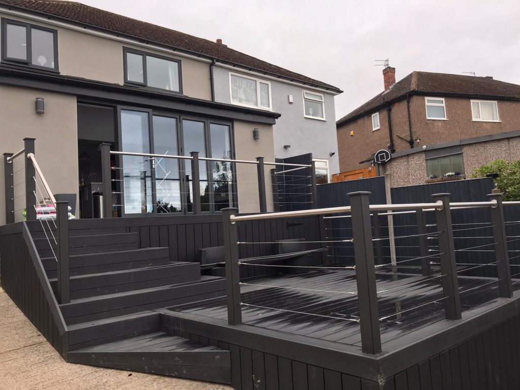 Raised Decking Balcony - Wire Balustrade