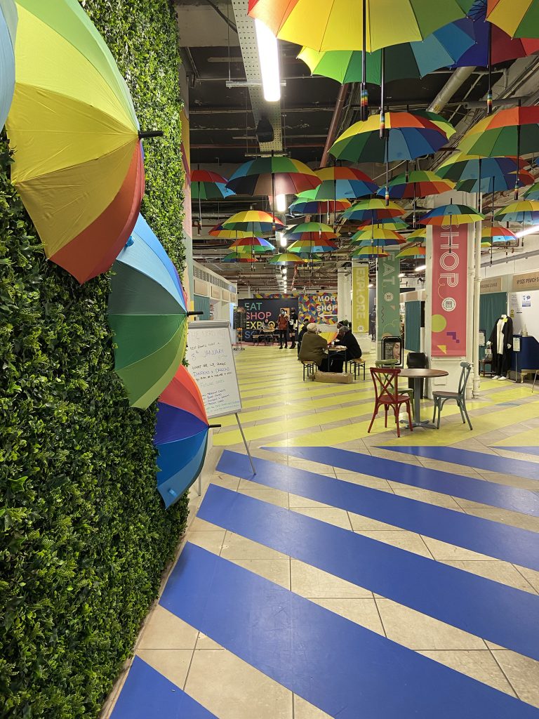 artificial foliage tiles used in a retail space