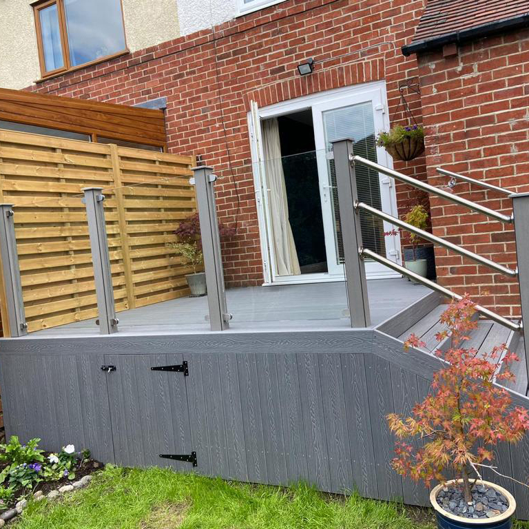 silver ash grey decking boards with storage