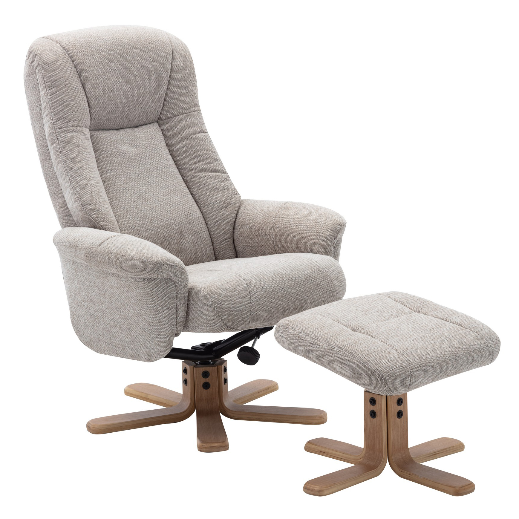 swivel recliner chair sand fabric and stool