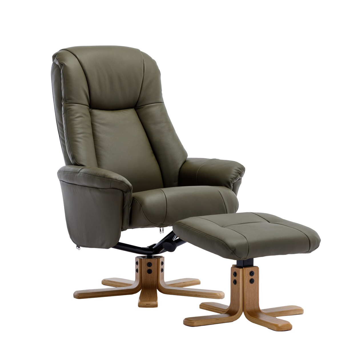 swivel recliner chair olive green leather