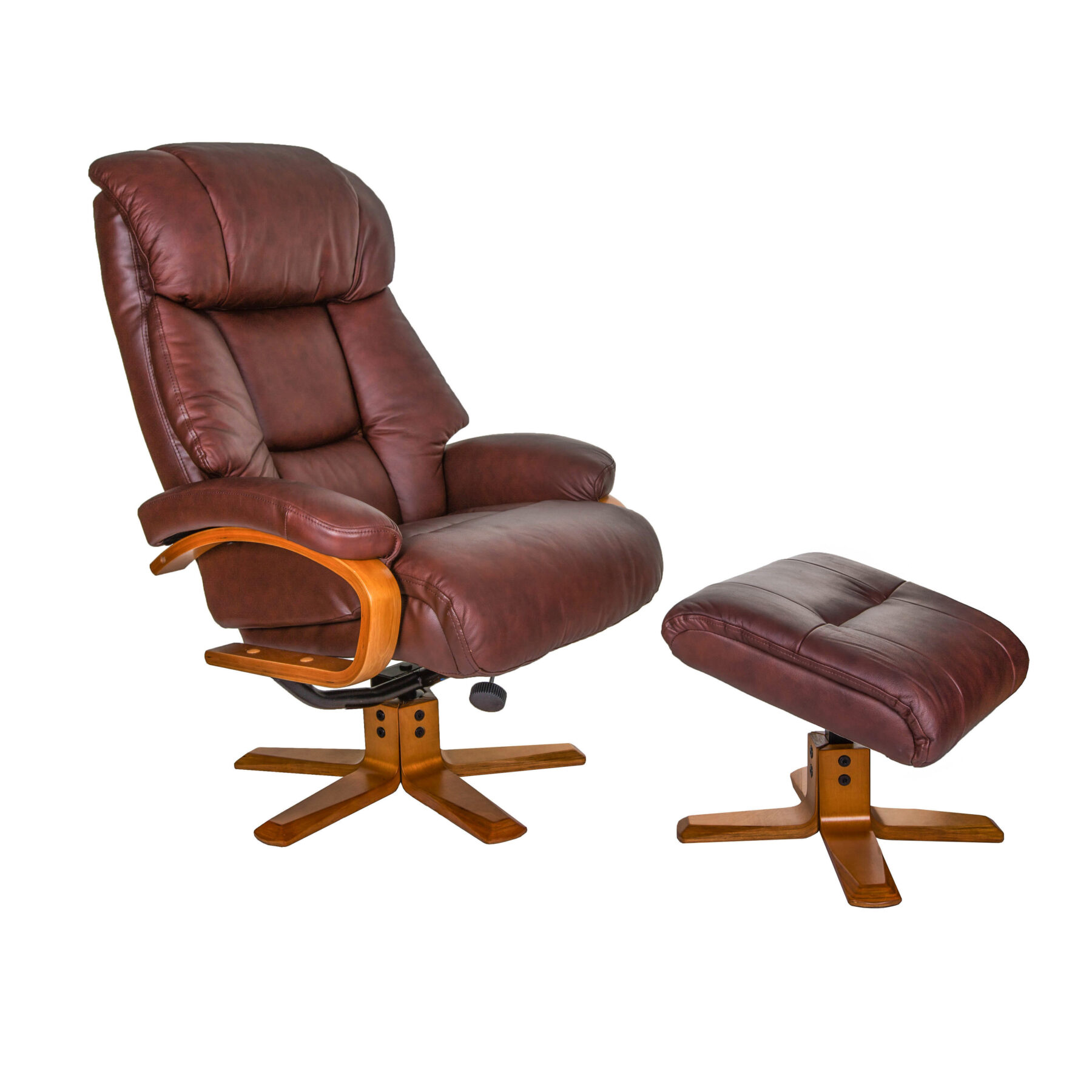 Nice swivel recliner chair in chestnut leather