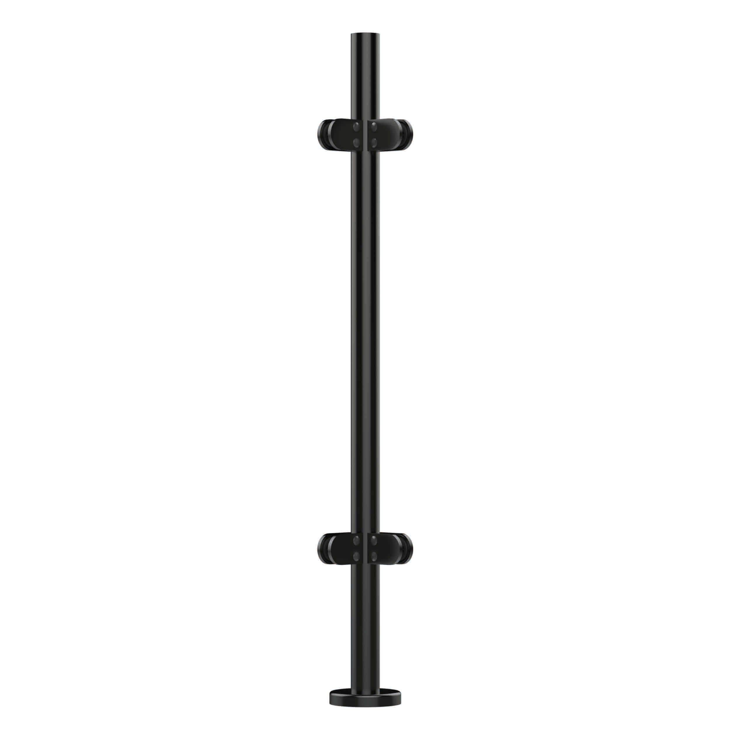 black powder coated steel balustrade corner post